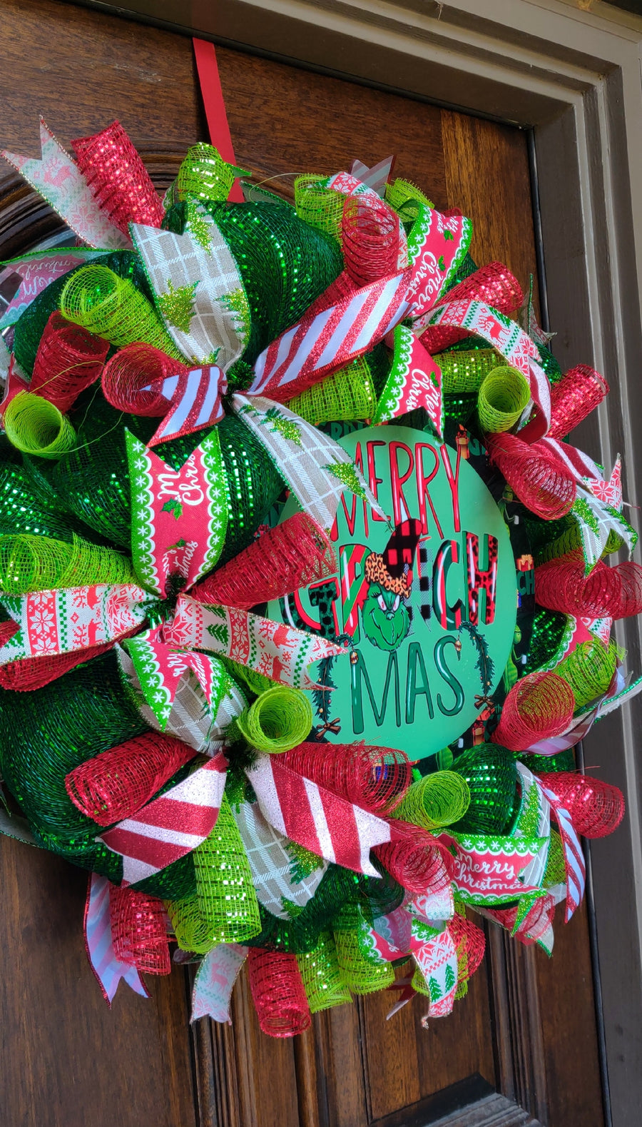 Merry Grinchmas Christmas Door Wreath