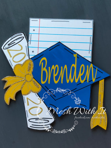 mesh with it Personalized Graduation Cap with Hanger Wooden Sign