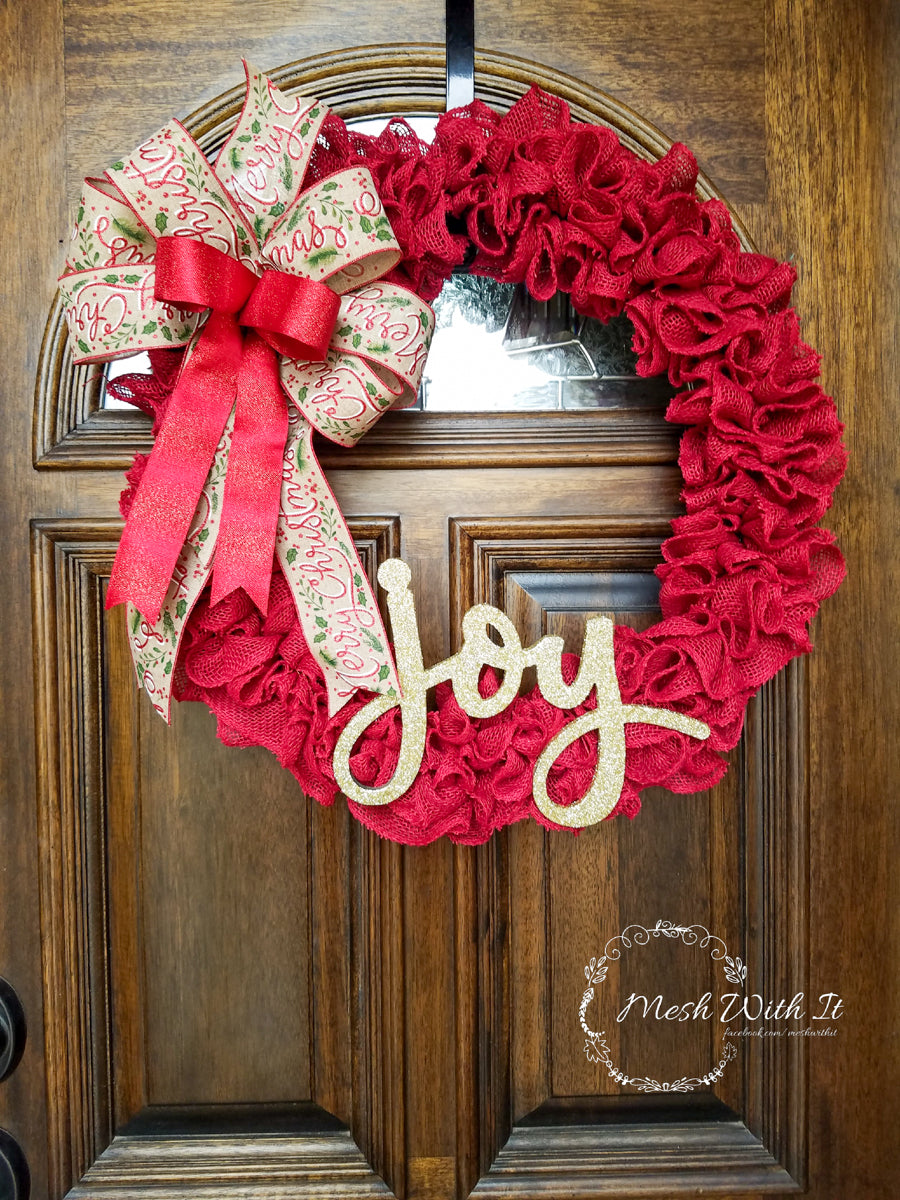 mesh with it Joy coloured Burlap Door Wreath