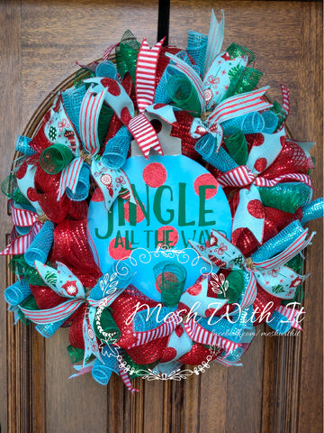 Jingle All The Way Door Wreath mesh with it
