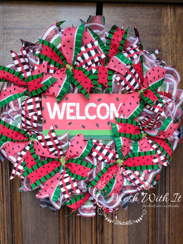 mesh with it Watermelon Welcome Door Wreath