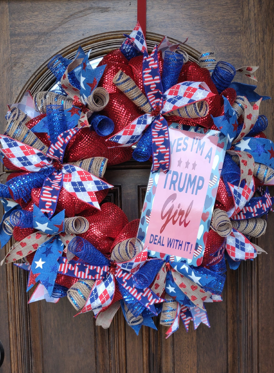 Trump Keep America Great Patriotic Door Wreath