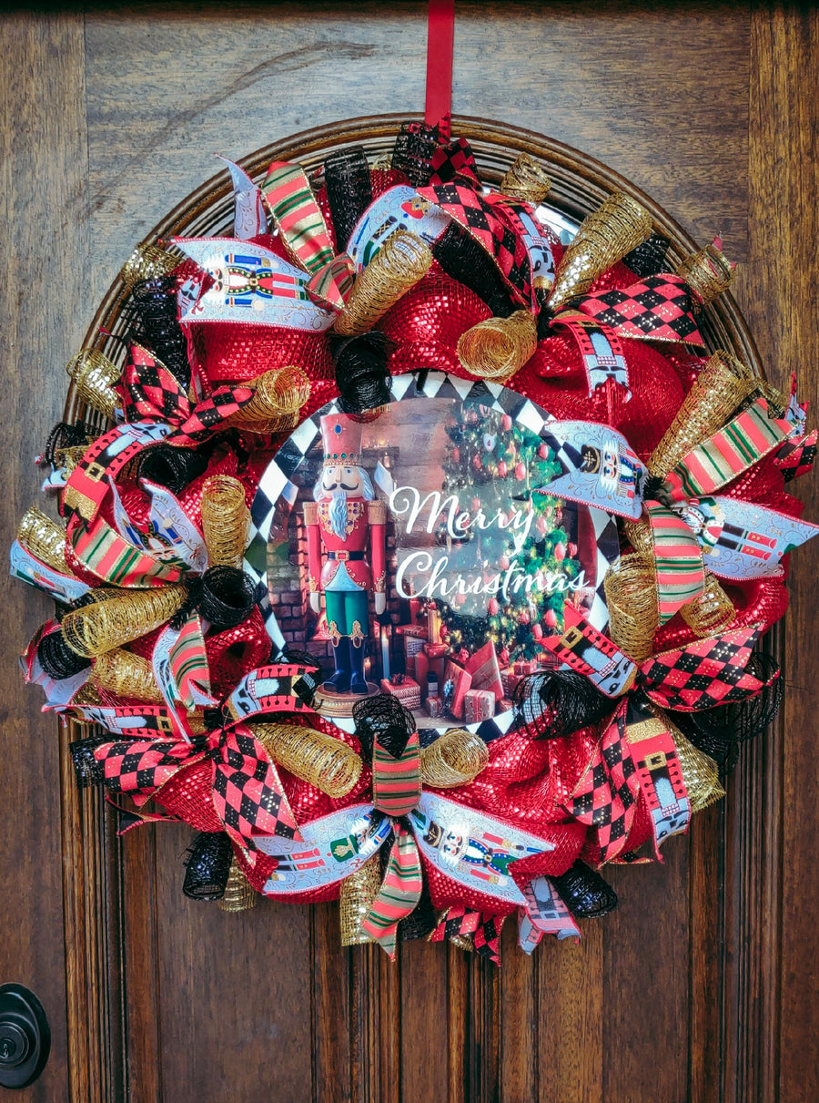 Merry Christmas Nutcracker Door Wreath