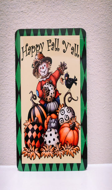 Happy Fall Y'all Scarecrow Fall Sublimation Sign