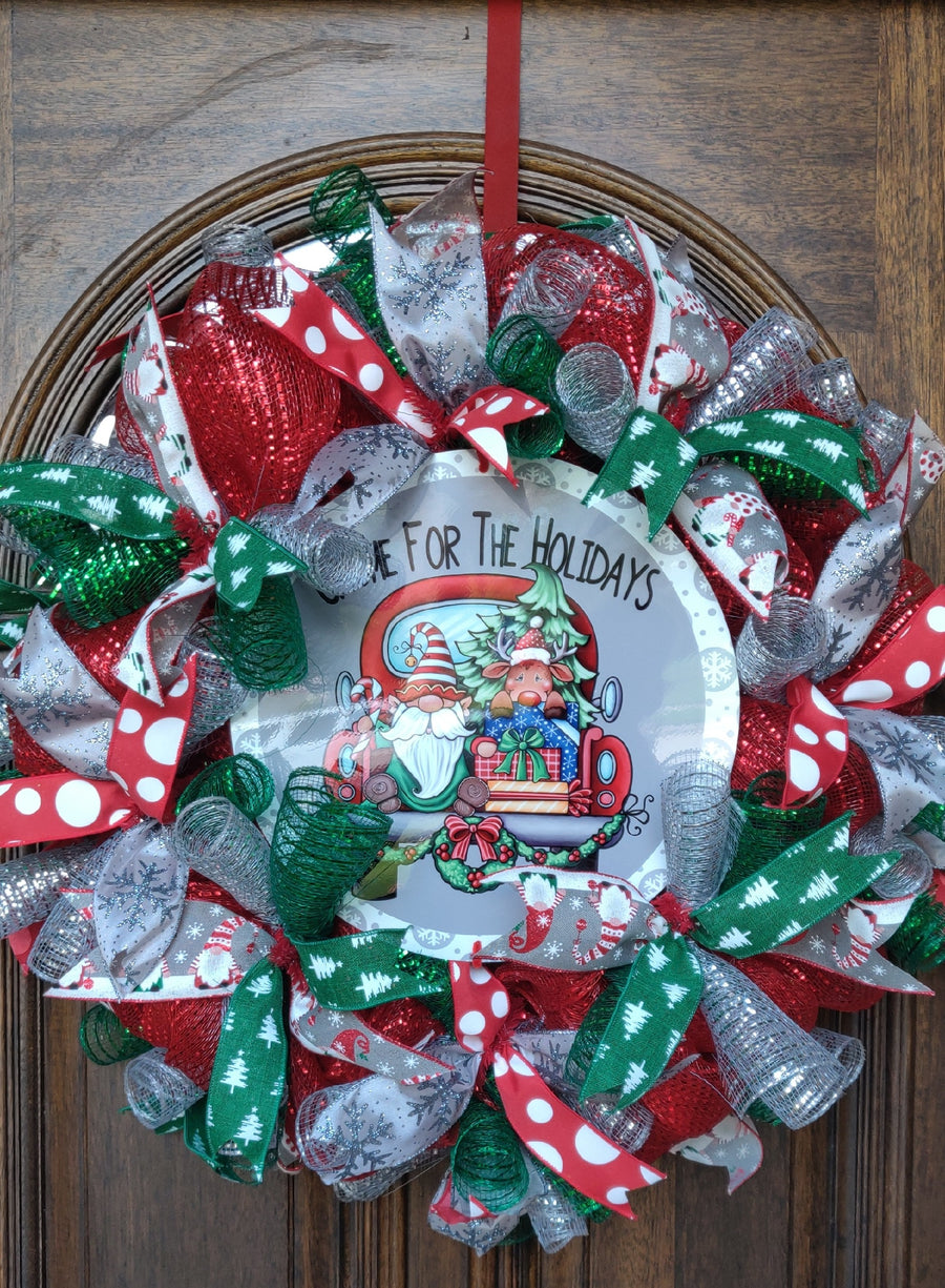 Gnome for the Holidays Christmas Door Wreath