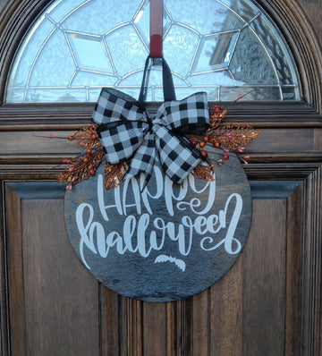 Happy Halloween Door Hanger Wooden Sign