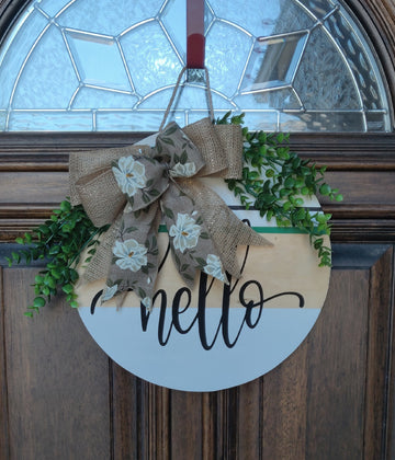 Hello Year Round Door Hanger Wooden Sign