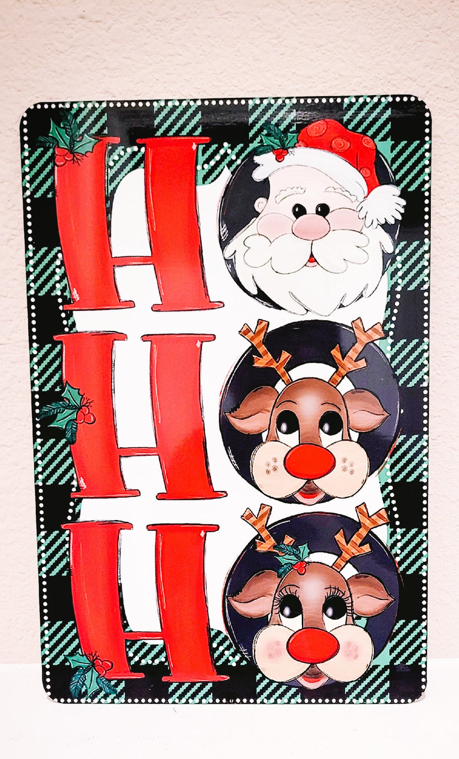 Ho Ho Ho Santa and Rudolph Sublimation Sign