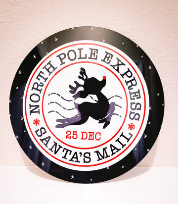 North Pole Express Santa's Mail Sublimation Sign