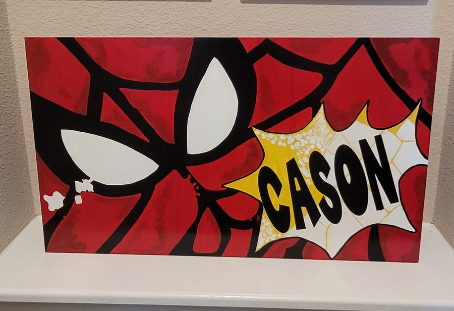 Personalized Spider Man Wall Art Hanger Wooden Sign