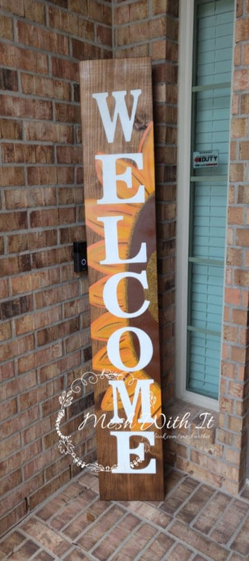 Sunflower Welcome Wooden Sign