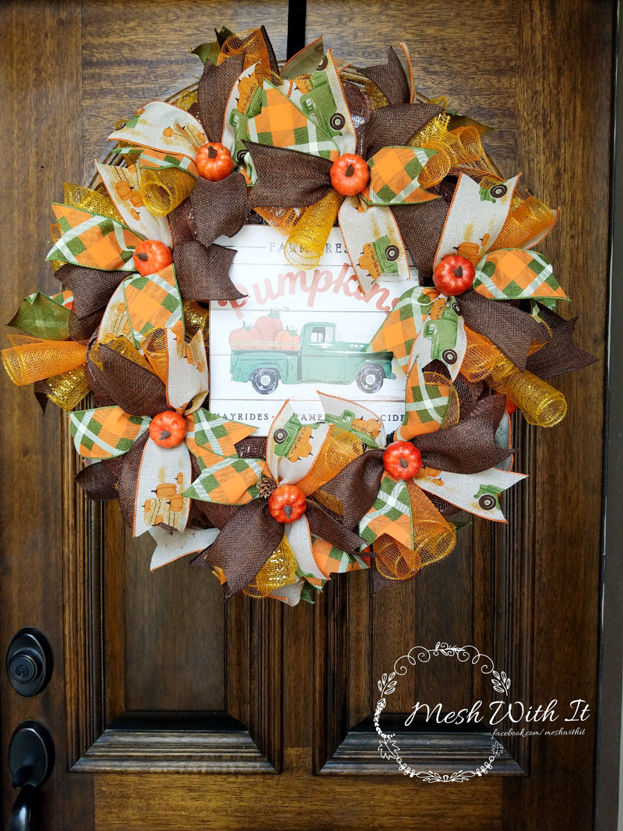 Pumpkin Fall Door Wreath