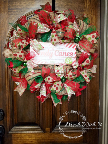 Candy Canes Door Wreath
