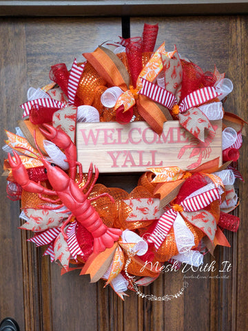 Welcome Ya'll Lobster Door Wreath
