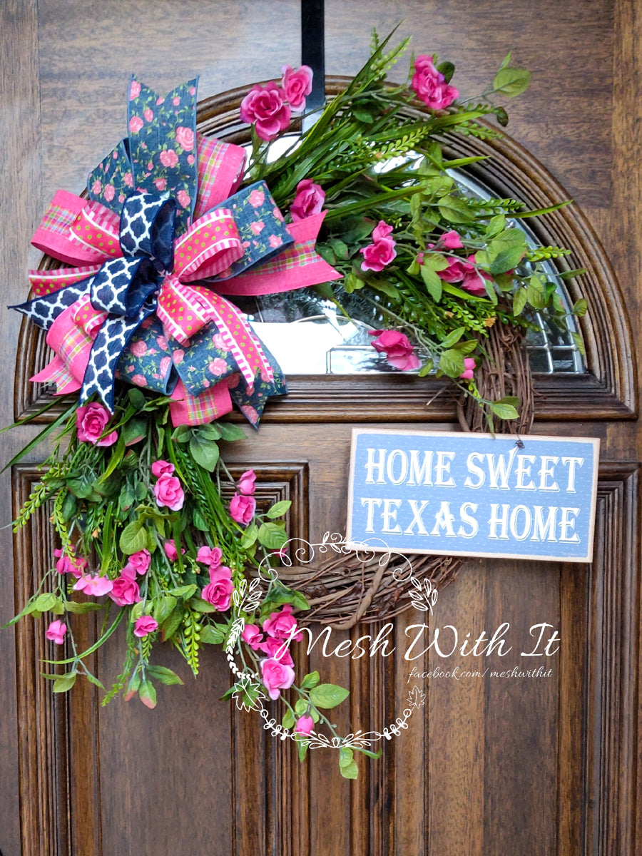 Home Sweet Texas Home Grapevine Door Wreath