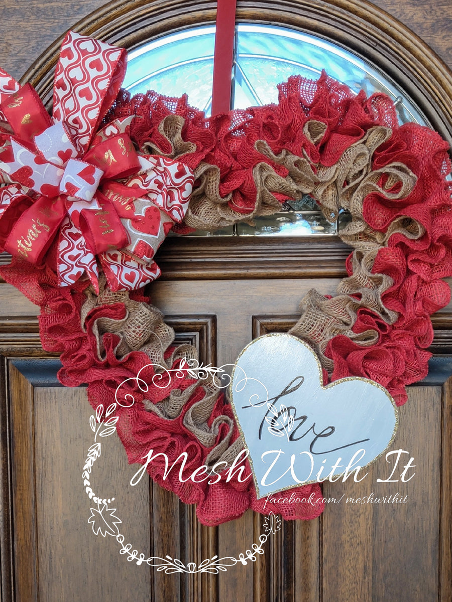 mesh with it Love Heart Shape Door Wreath