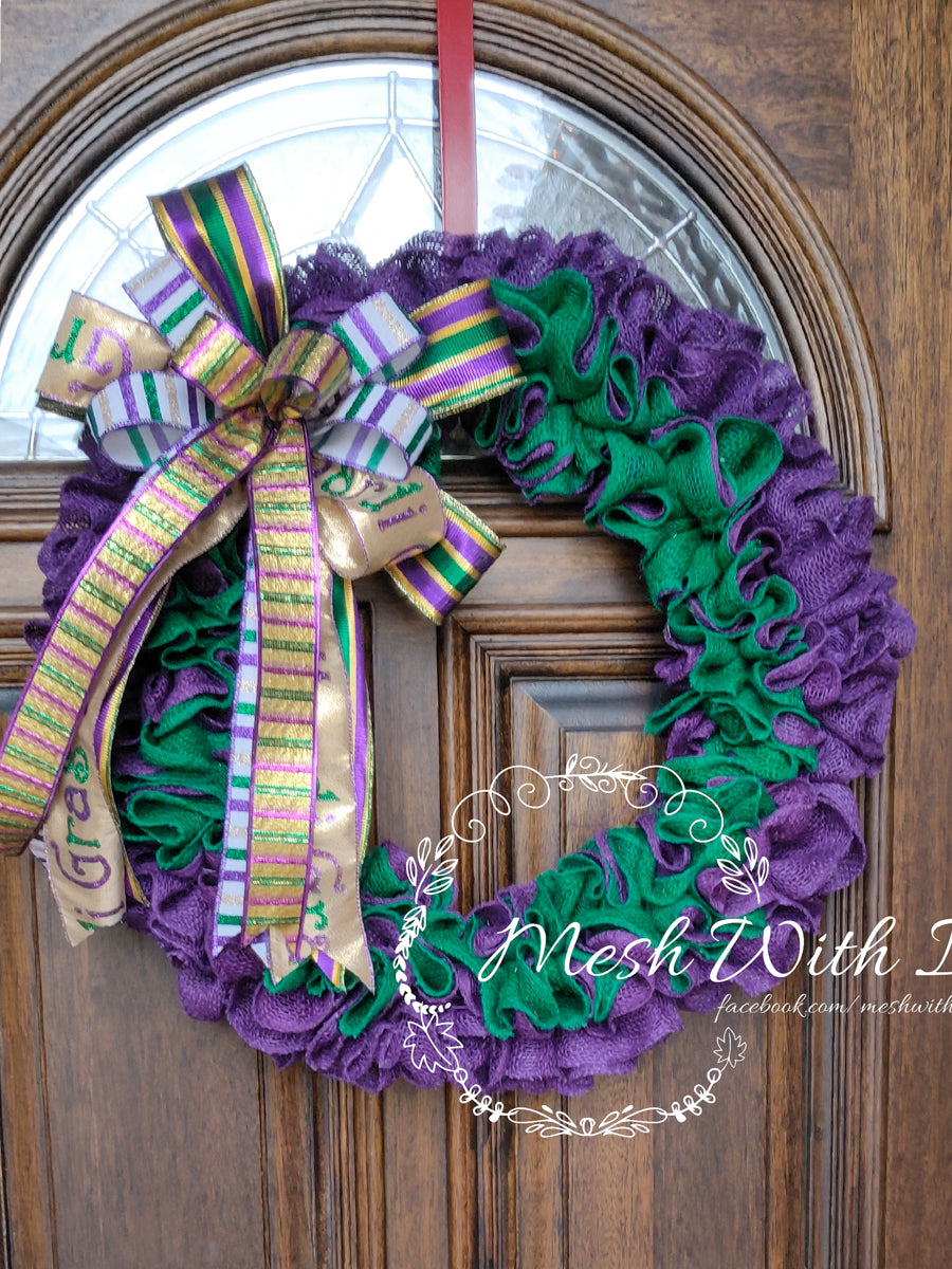 mesh with it Purple & Green Ribbon Door Wreath