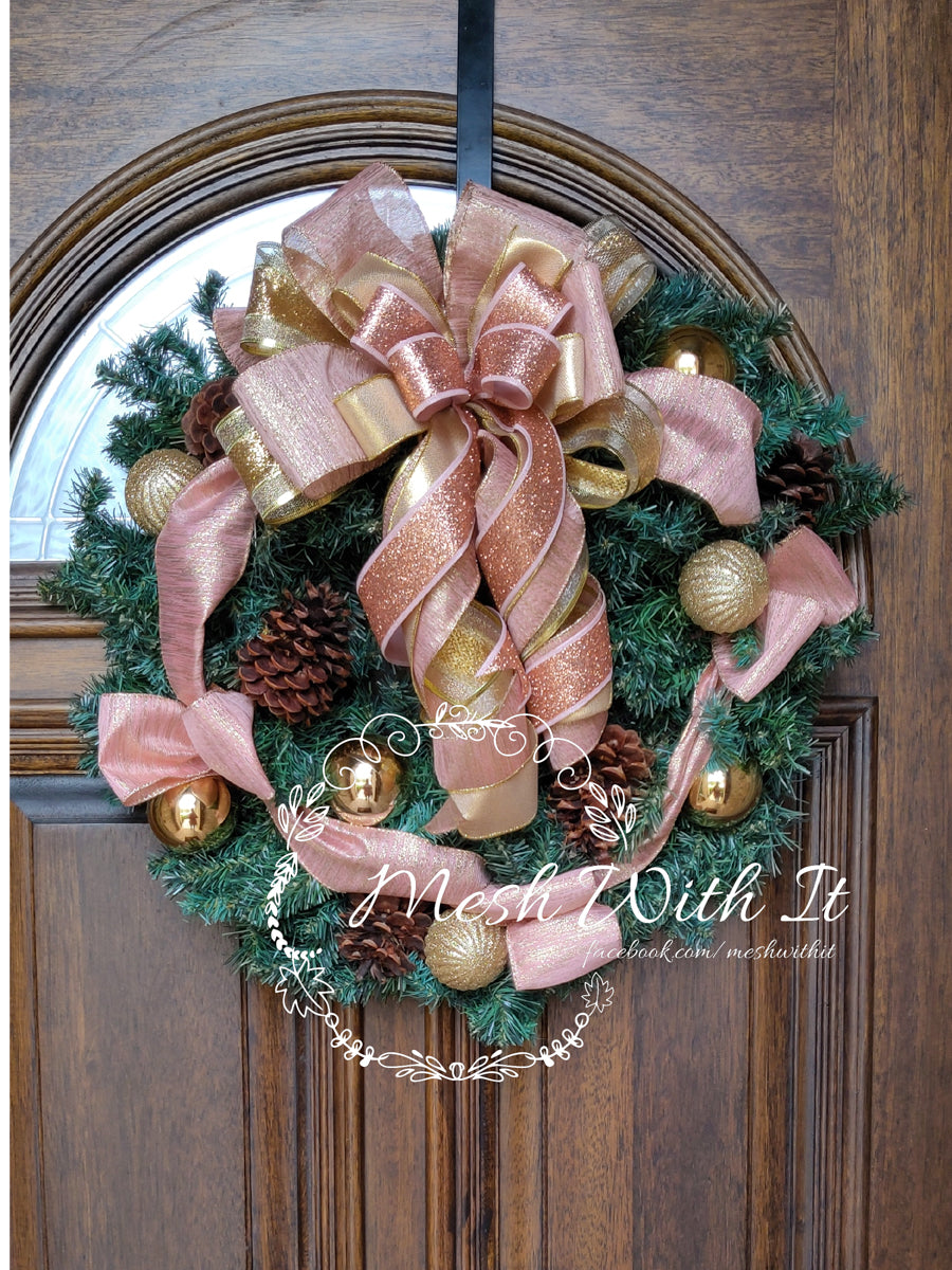 Traditional Christmas Ribbon Door Wreath