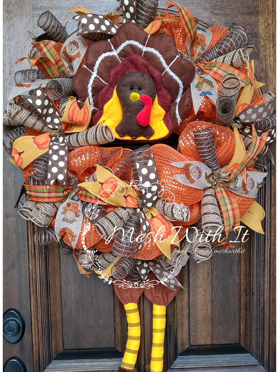 Turkey Time Door Wreath mesh with it