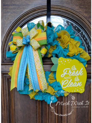 mesh with it So Fresh And So Clean Door Wreath