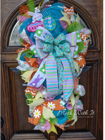 mesh with it Big Ribbon Easter Wreath
