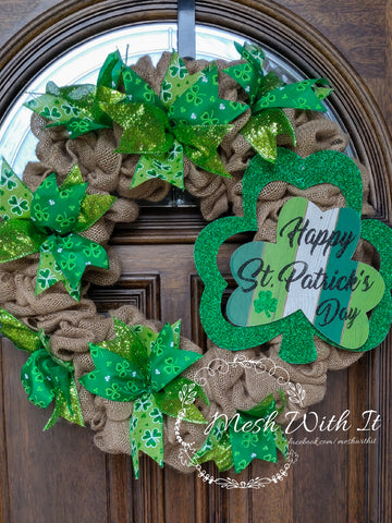 mesh with it Happy St. Patricks Day Door Wreath