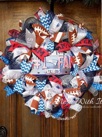 mesh with it #1 New England Patriots Fan Door Wreath