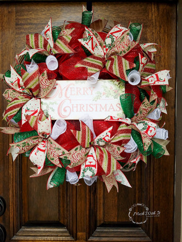Traditional Merry Christmas Door Wreath