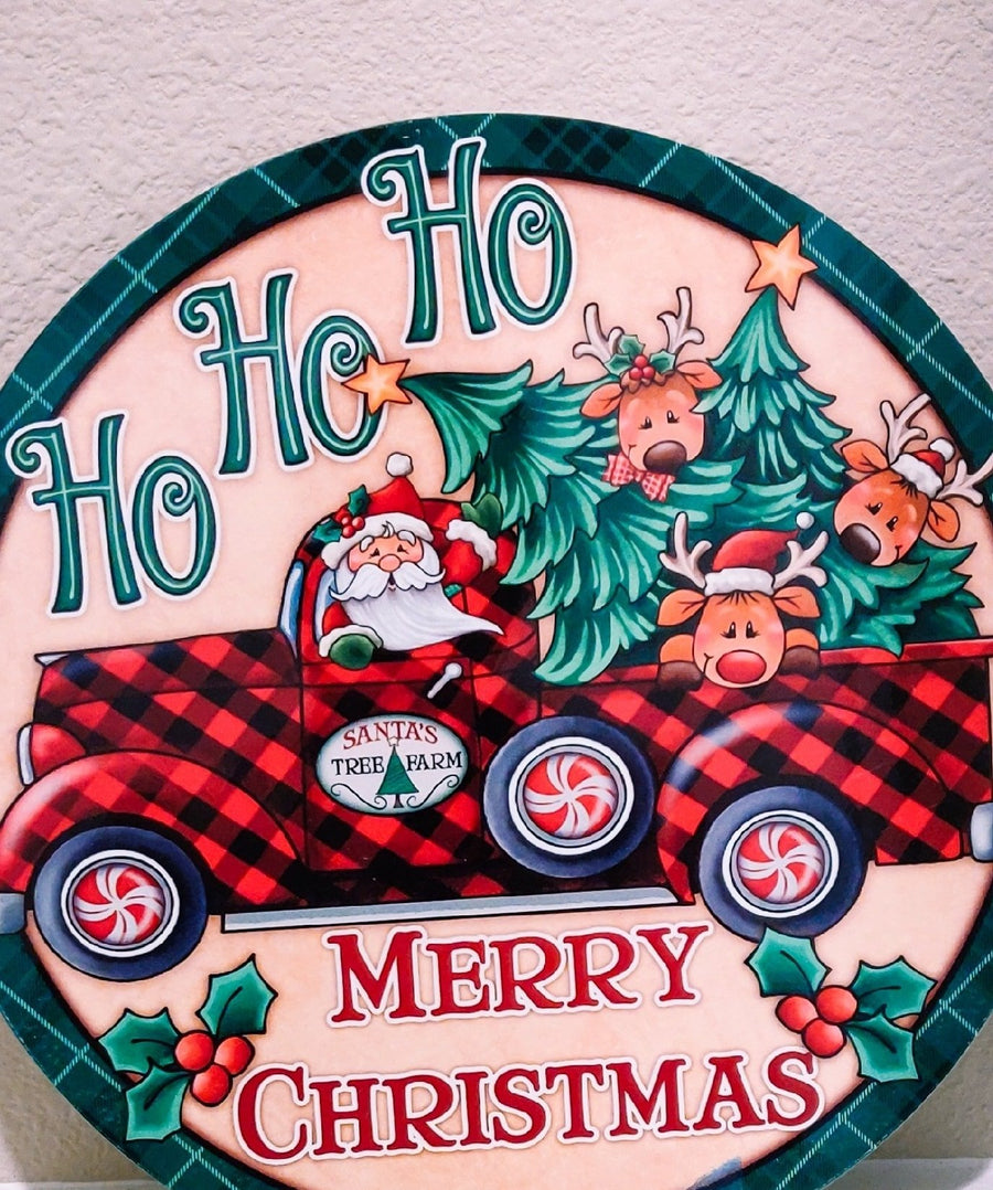 Ho Ho Ho Merry Christmas Santa Truck Sublimation Sign