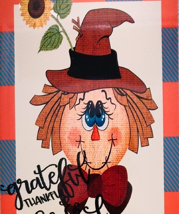 Grateful and Blessed Scarecrow Fall Sublimation Sign